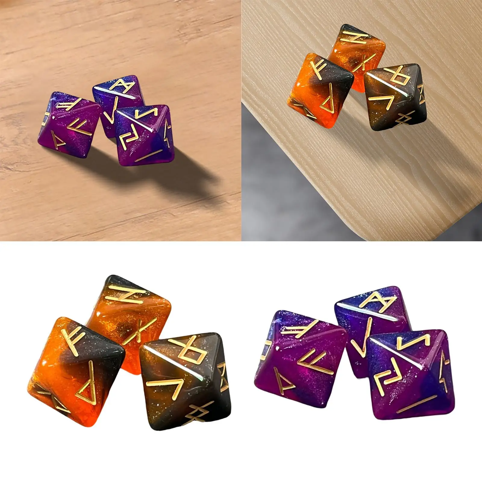 3Pcs Polyhedral Rune Dice Leisure and Entertainment Toys Star Divination Tarot Constellation Rune Dice for Role Playing Games