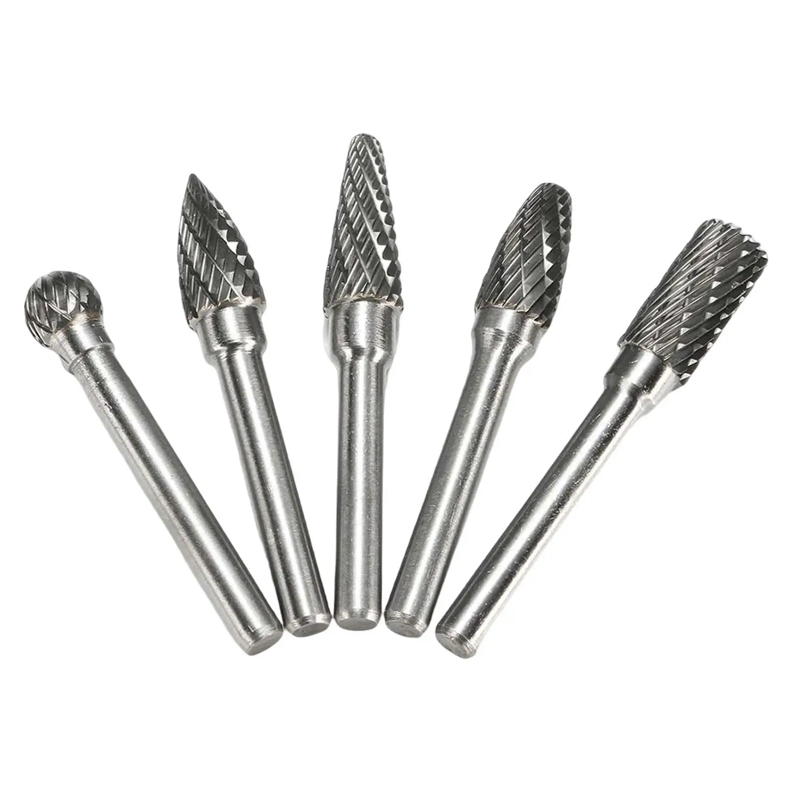 5 Pieces Steel Rotary Burr Set 10mm Head 1/4