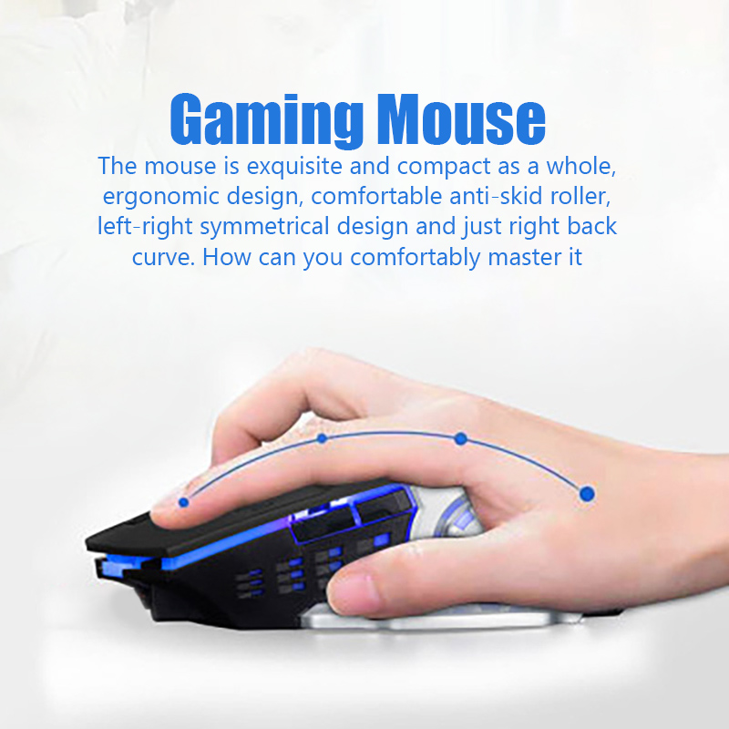 Q3 DPI 1200/2400/4600 Wireless Mouse 2.4G RGB Backlit Gaming Mouse Adjustable Mause Rechargeable Silent Mice for laptop computer