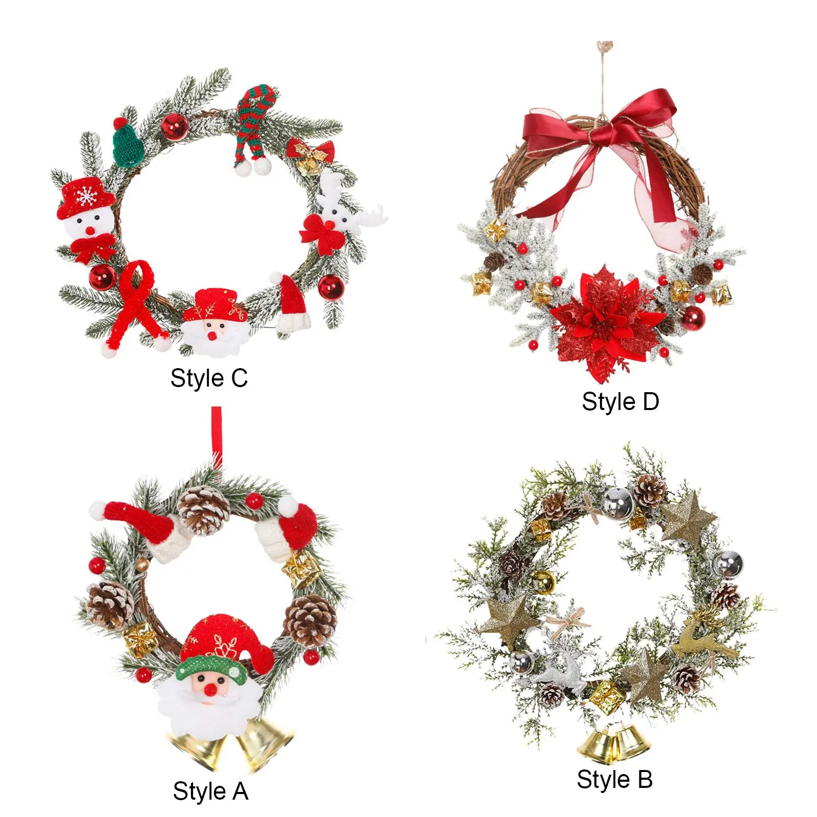 Christmas Wreath Christmas Garland Artificial Wreath Ornament Front Door Hanging Wreath for Porch Wall Home Farmhouse Decoration