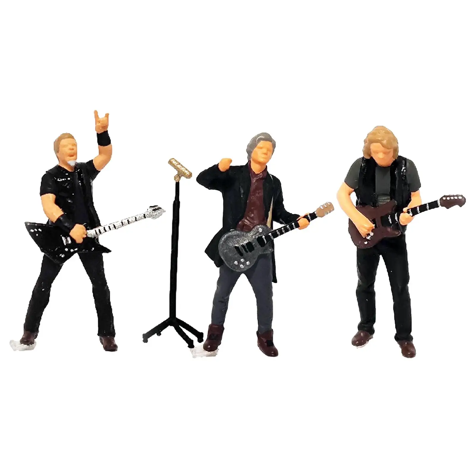 Hand Painted 1:64 Rock Music People Figure    Movie Props Dioramas DIY Projects Train Railway Resin Model Layout