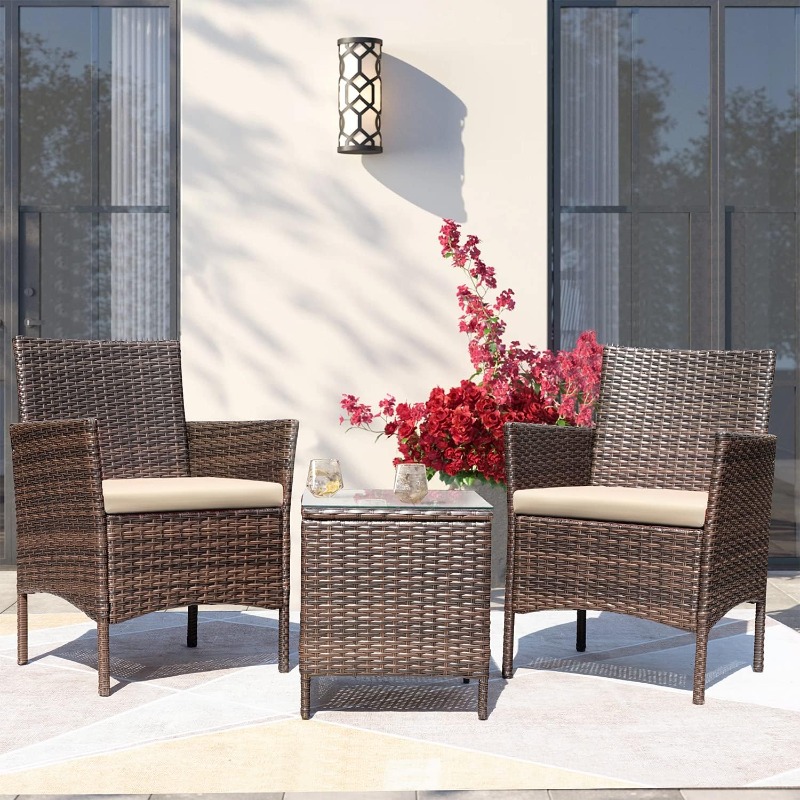 Title 1, Greesum 3 Pieces Patio Furniture PE Rattan Wick...