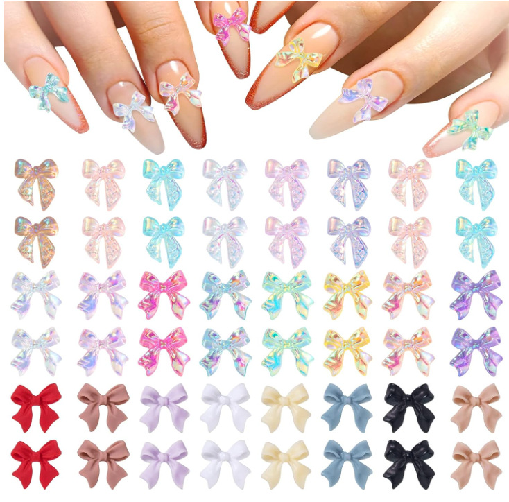 Best of 50PCS Aurora Acrylic 3D Nail Art Bow Charm For Nails Decoration Design Kawaii Manicure Accessories Bow-knot DIY Craft Supplies Reviews & Tips