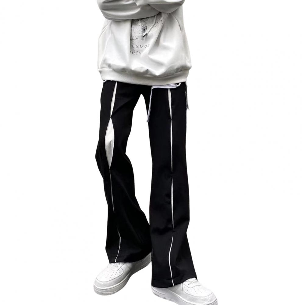 Description Picture 3 of itemTrendy Men Pants Flare Leg Hip Hop Sports Pants Pure Color Mid Waist Sweatpants