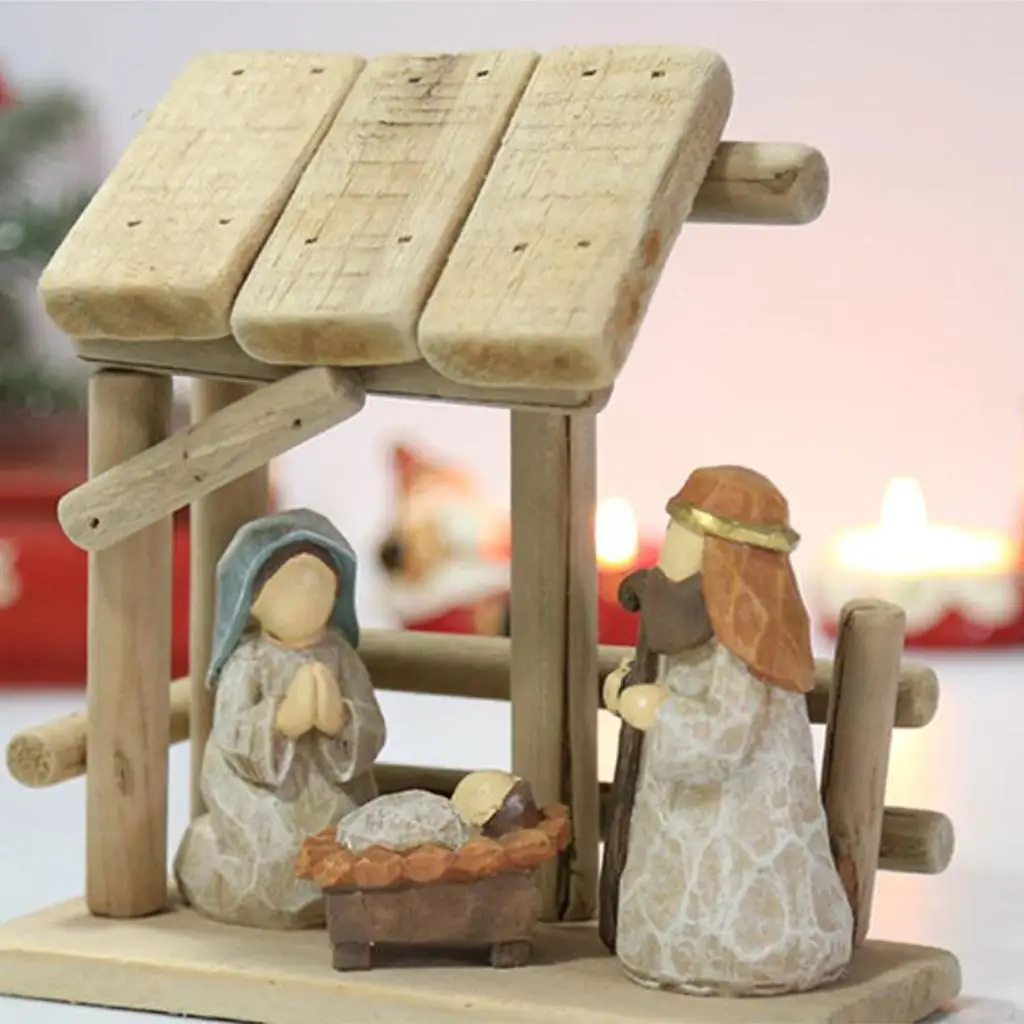 Nativity Scene Figures Manger Miniatures Craftsparty  Decor 