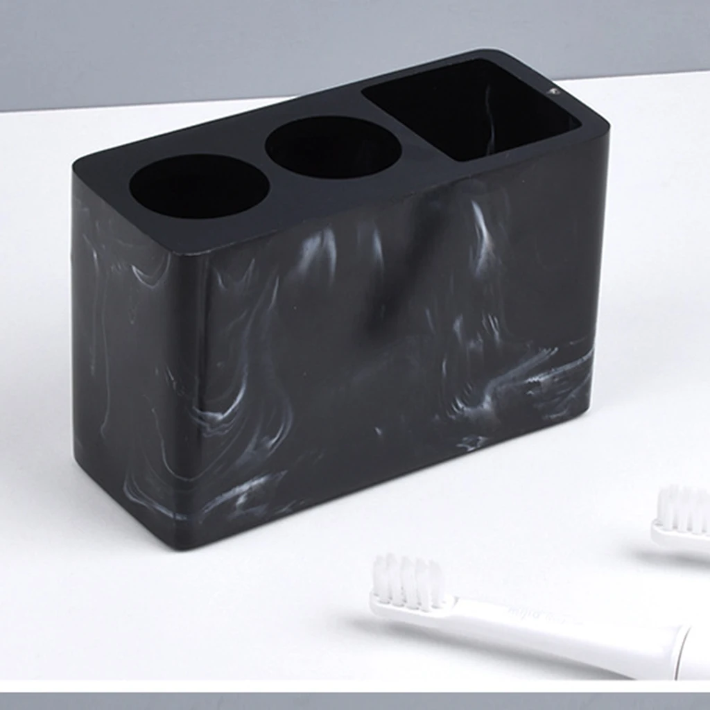 Marbled Texture Desktop Toothbrush Holder Stand Countertop Resin Countertop