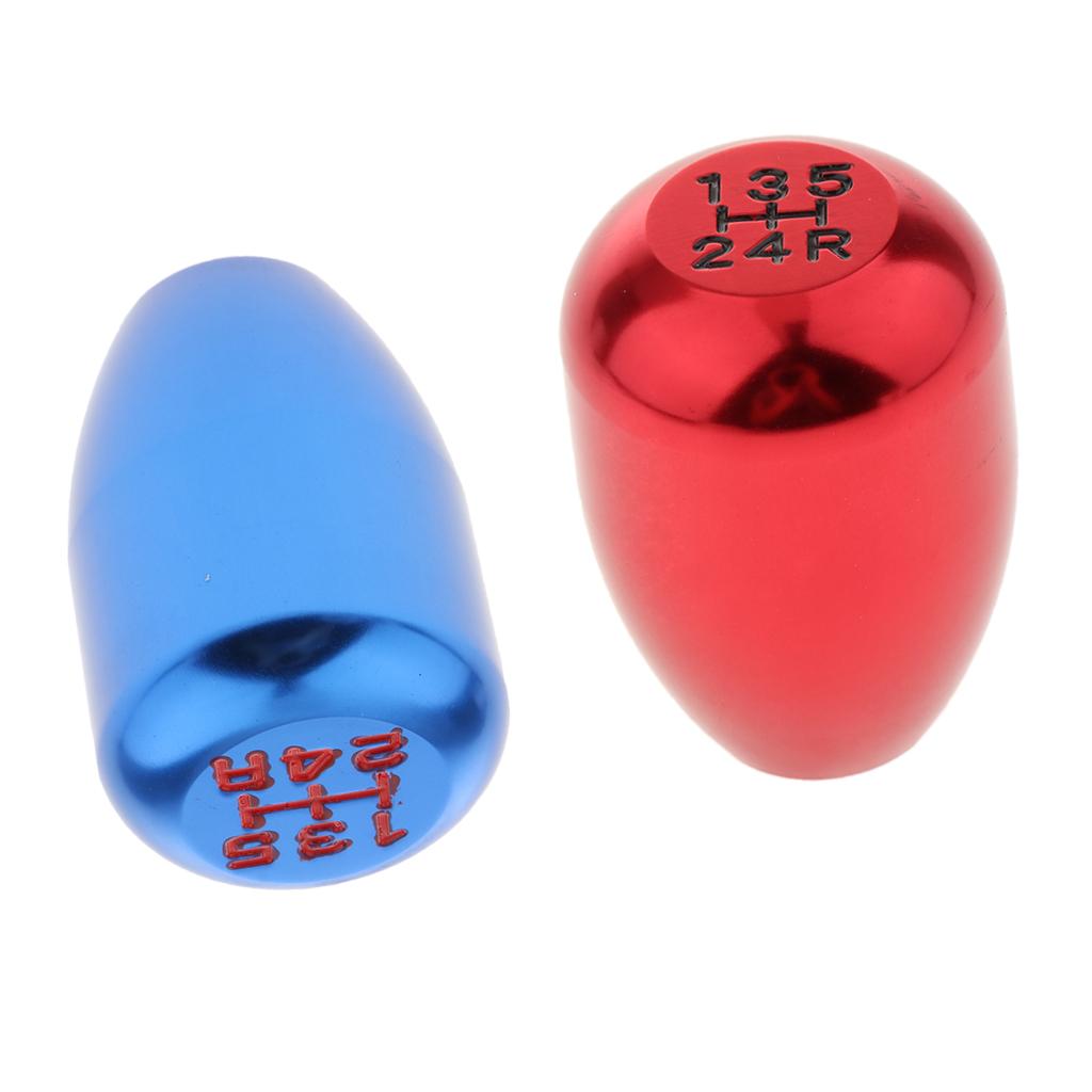 Car CNC Manual 5 Speed Shift Knob Shifter Lever with Adapter Blue+Red NEW