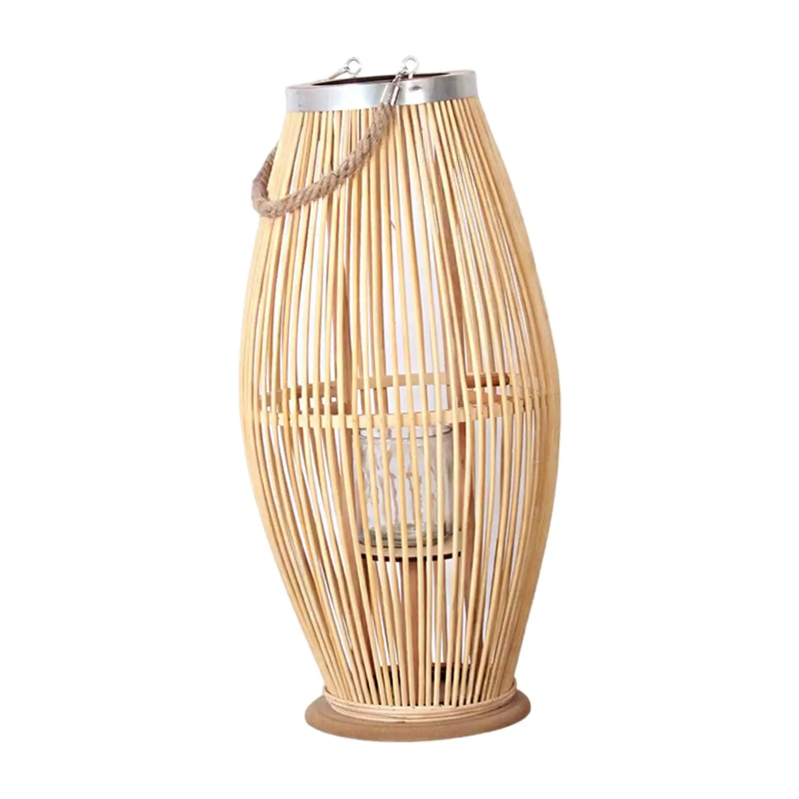 Bamboo Lantern Candle Holder Wind Lamp Nordic Decorative Candlestick Candle Stand Hanging for Outdoor Wedding Home Party Indoor