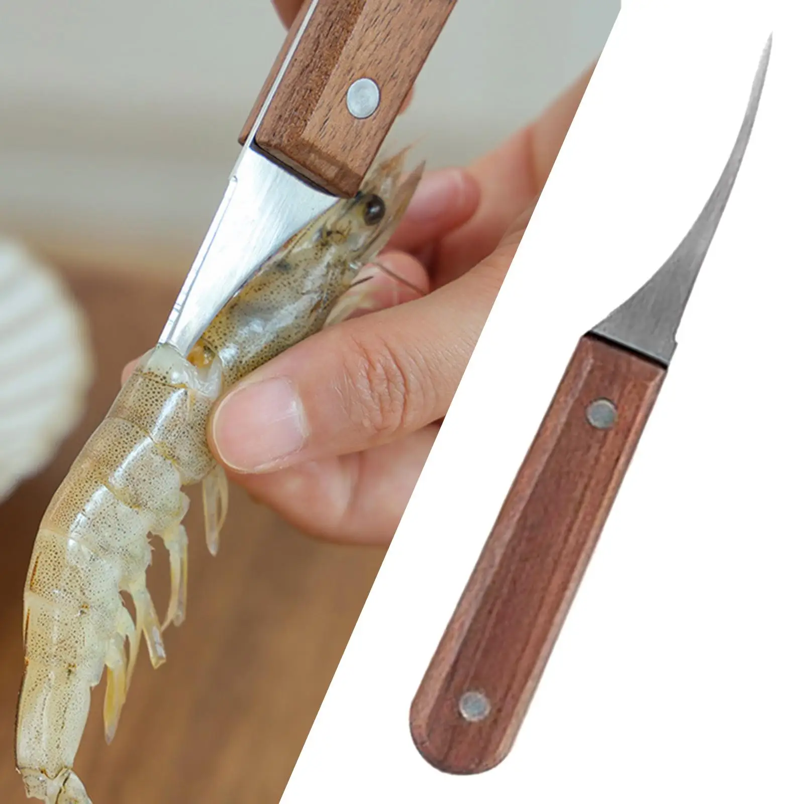 Shrimp Peeler Crab with Wooden Handle Prawn Deveiner Stripper Separator