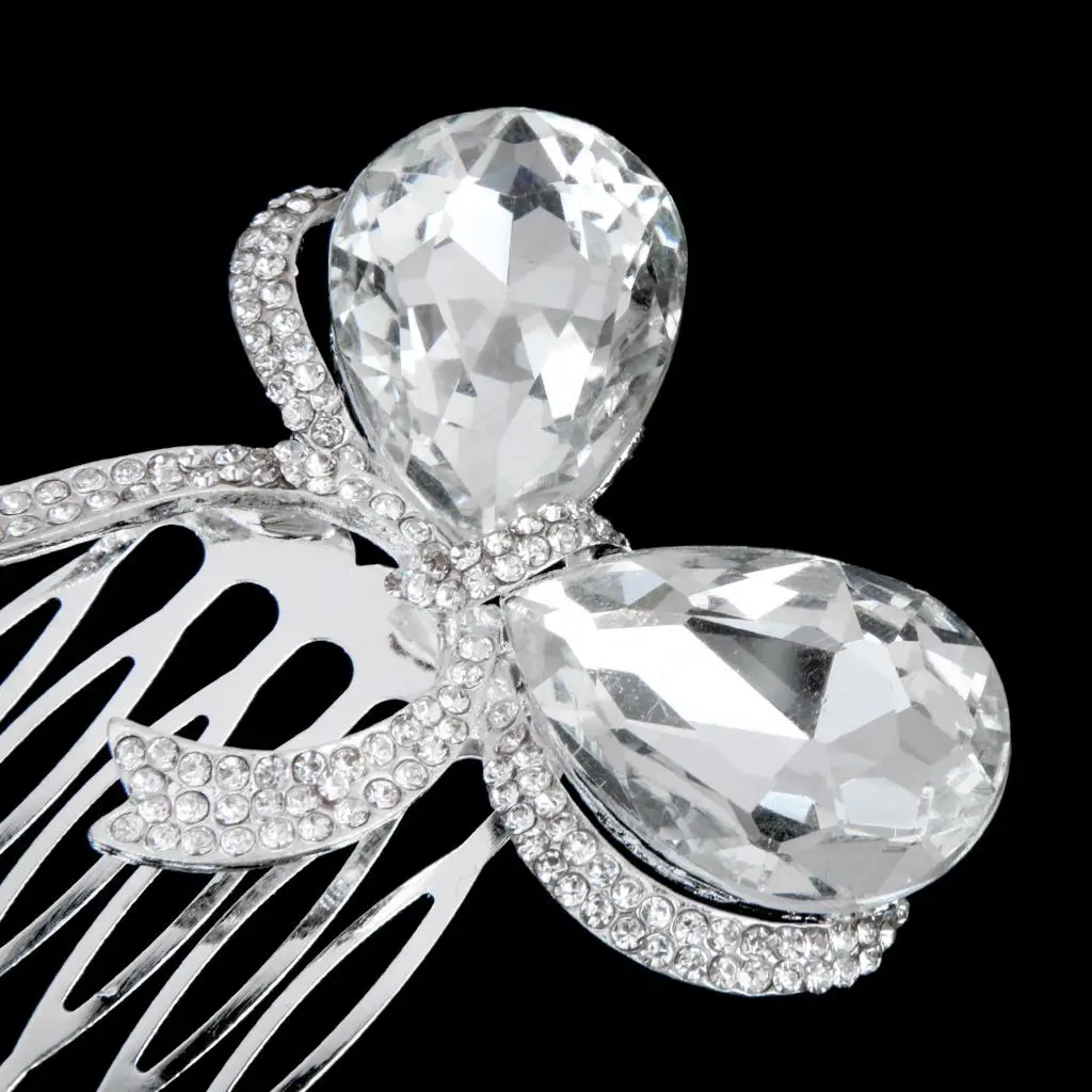 Bridal Wedding Butterfly Crystal Rhinestones   Clip Comb Diamante