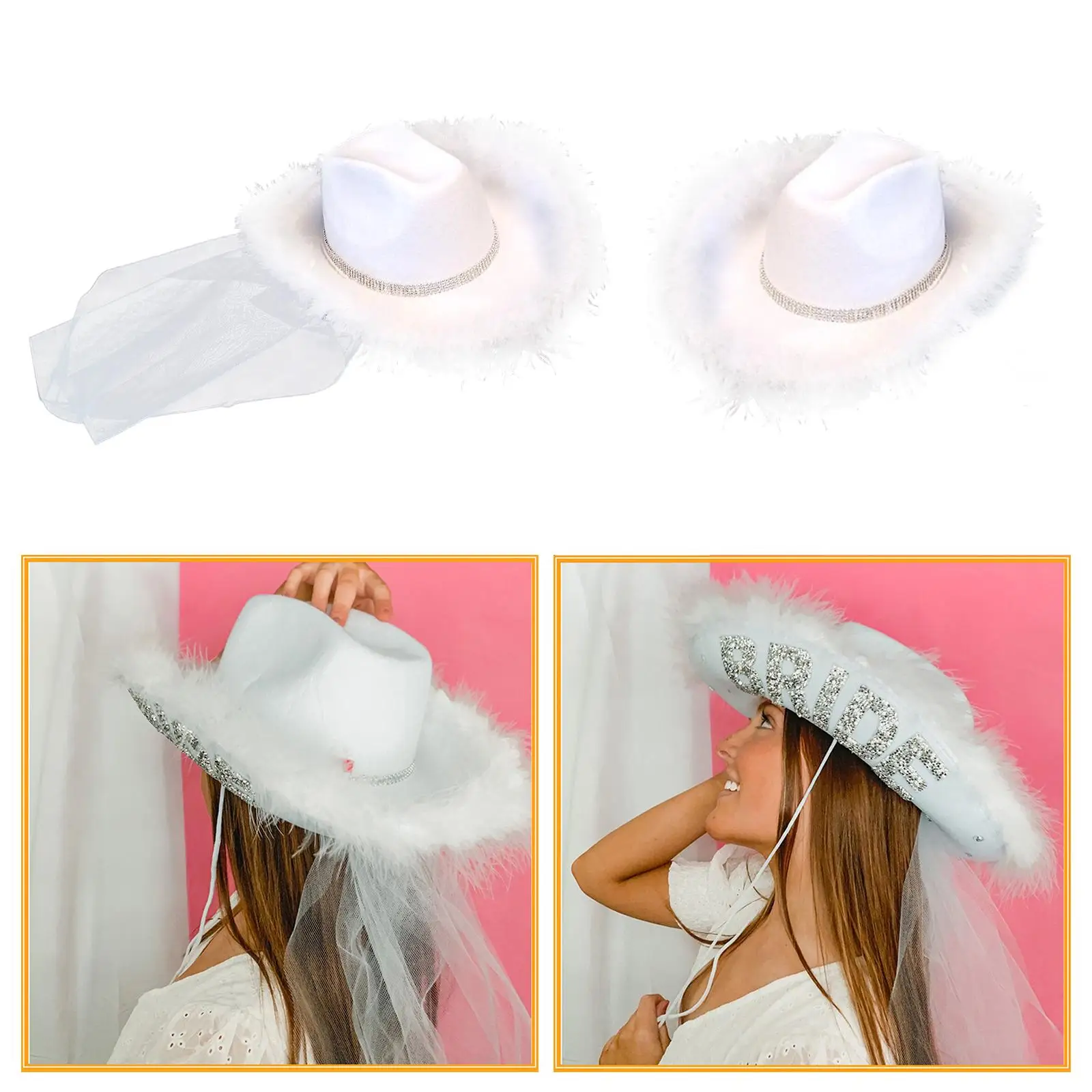 Western Style Women Cowboy Hat Fedoras Caps White Wide Brim for Dress up