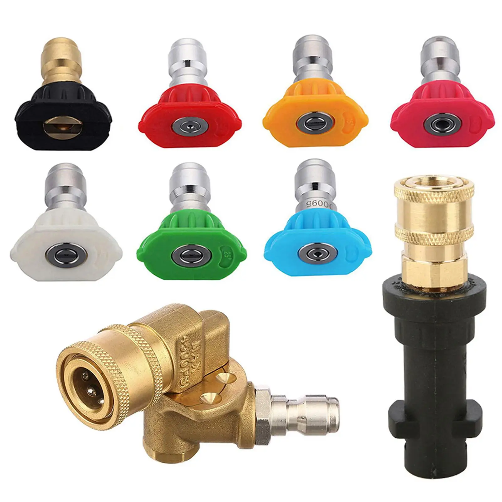 Professional Pressure Washing Adapter Kit Nozzle Tips Fittings 5 Angles Pivoting Coupler for K2 K7 K5