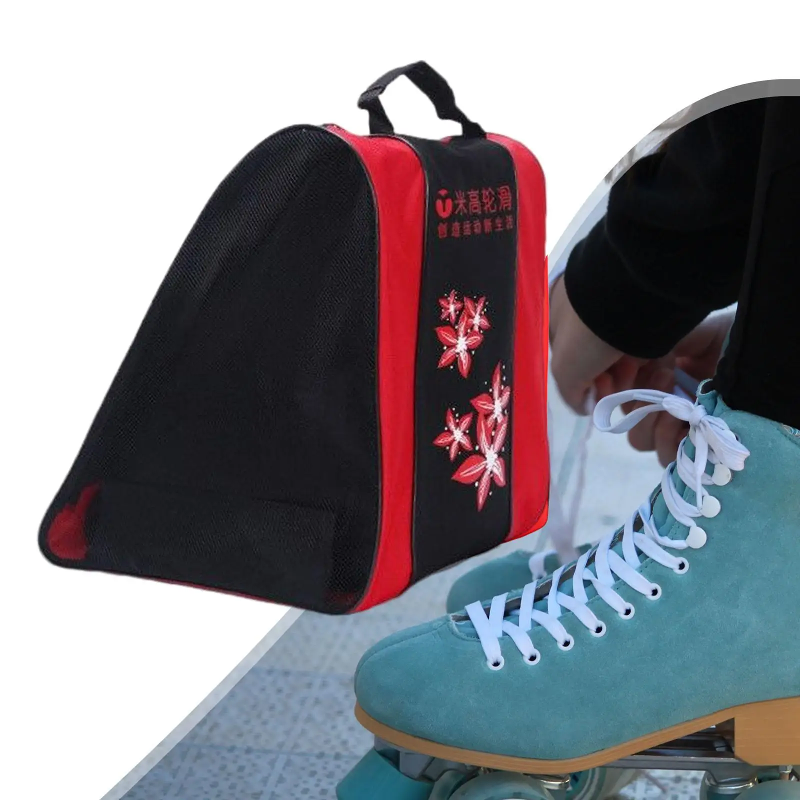 Portable Roller Skating Bag 3Layers Storage Bag Skating Shoes Breathable