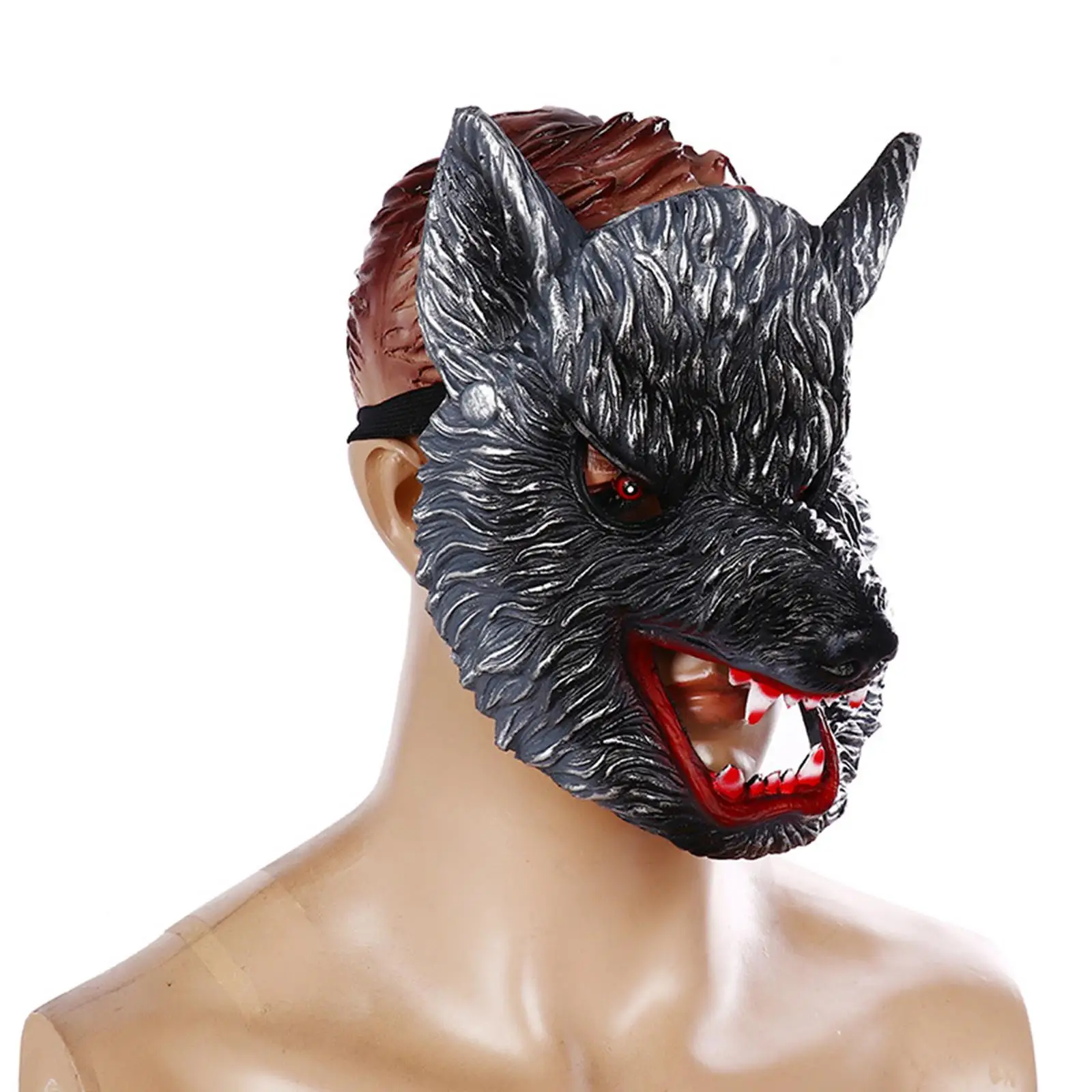 Halloween Wolf Mask Cosplay Costume Masquerade Face Shield Head Mask Werewolf Half Face for Stage Performances Women Men