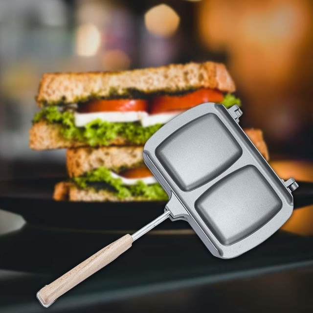 1Pc Sandwich Maker with Wooden Handle Non-stick Sandwich Grill Pan