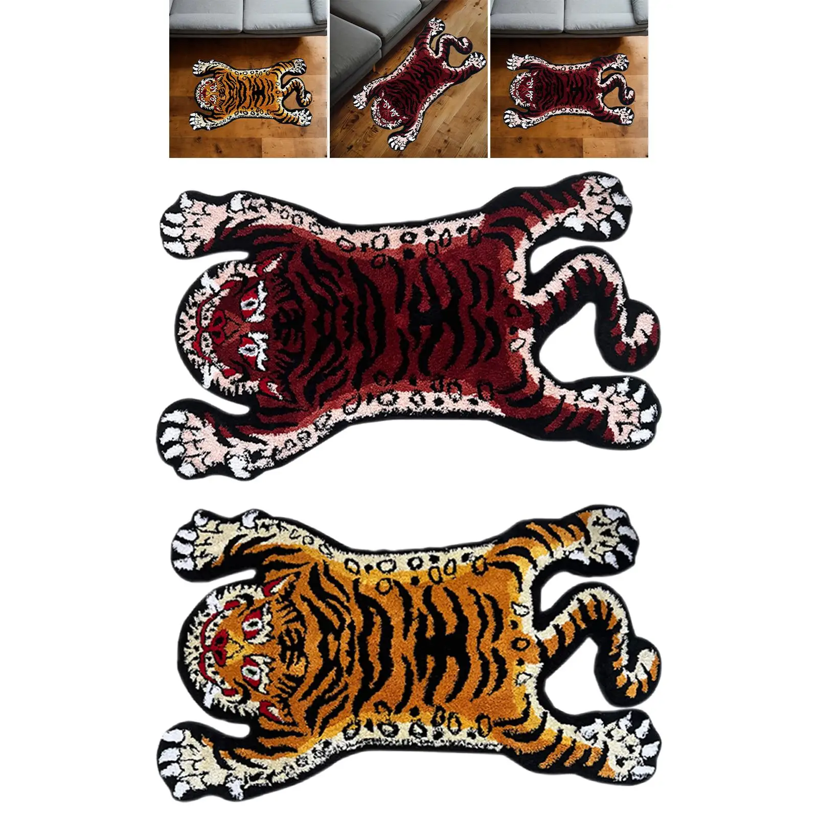 Tiger Rug Tiger Carpet Washable Small Area Rug Animal Shaped Rug for Kid`s Room