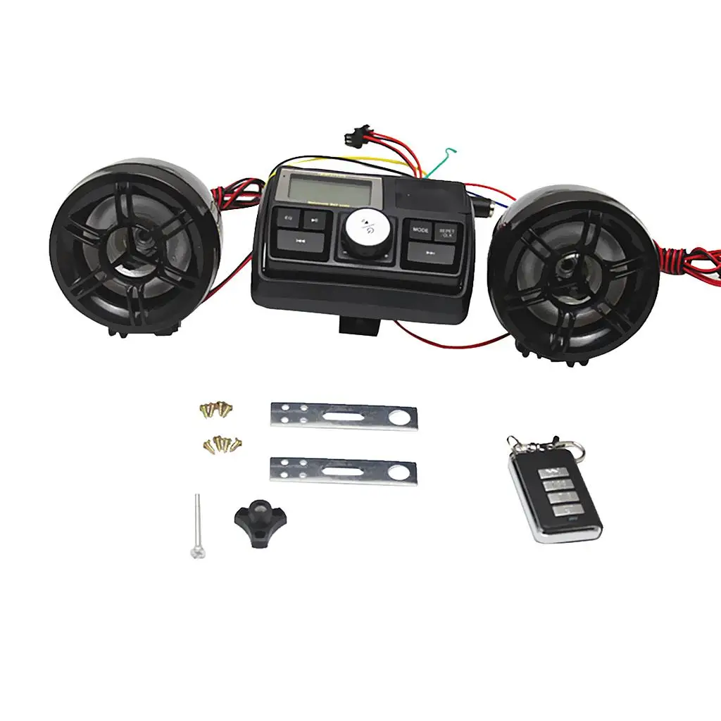 1 Set Waterproof Motorcycle UTV Electric Bike Handlebar Mount Audio FM Radio Stereo Remote Kit