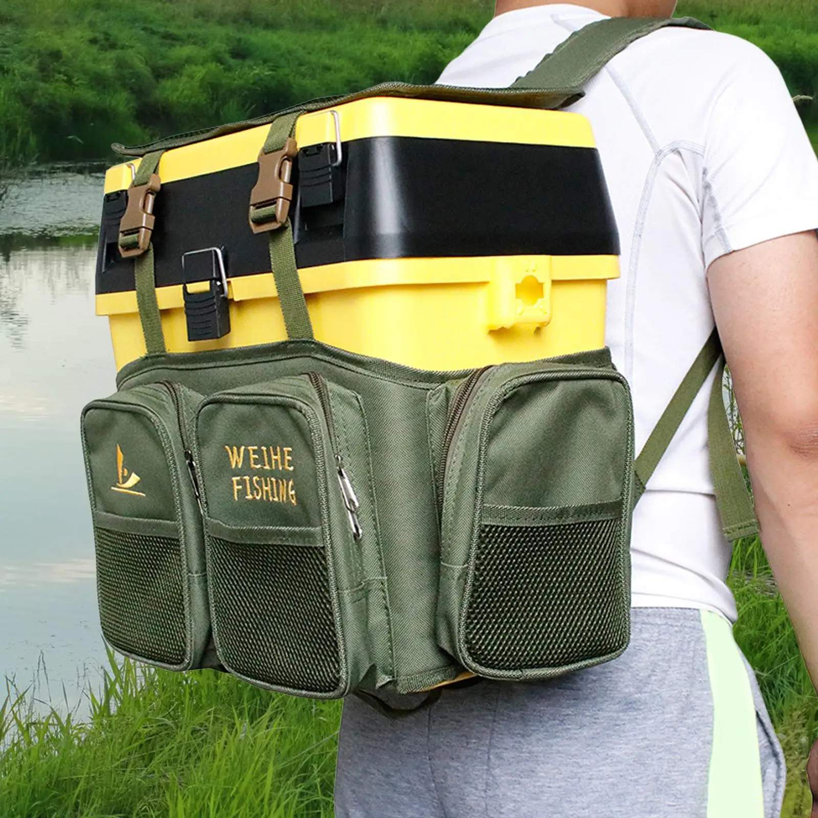 Portable Fishing Tackle Bag Backpack Lure Holder Wear Resistant Organizer Multiple Pockets for Sea Fishing Traveling Camping
