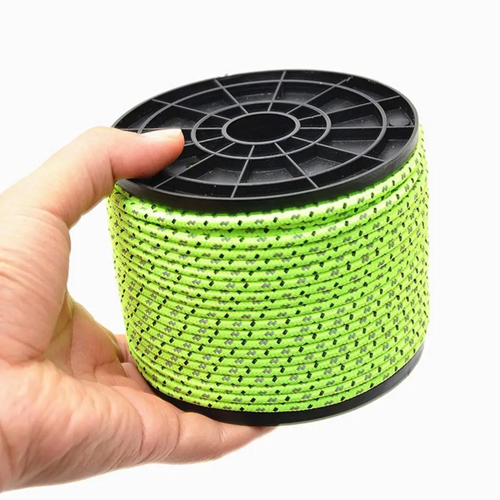 50m Rope Reel Reflective Survival  164 Feet Parachute Cord Guy Rope for