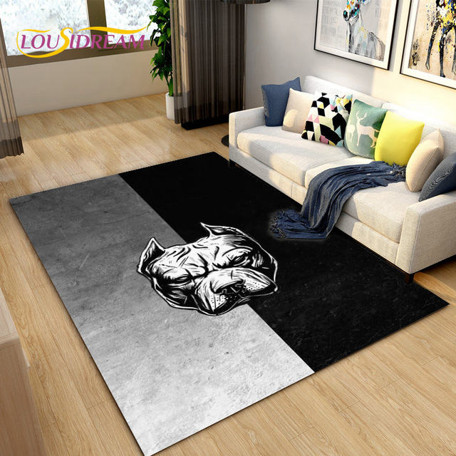 3D Cartoon Pitbull Dog Area Rug,Carpet Rug for Living Room Bedroom Sofa  Doormat Kitchen Decoration,Pet Mat Non-slip Floor Mat