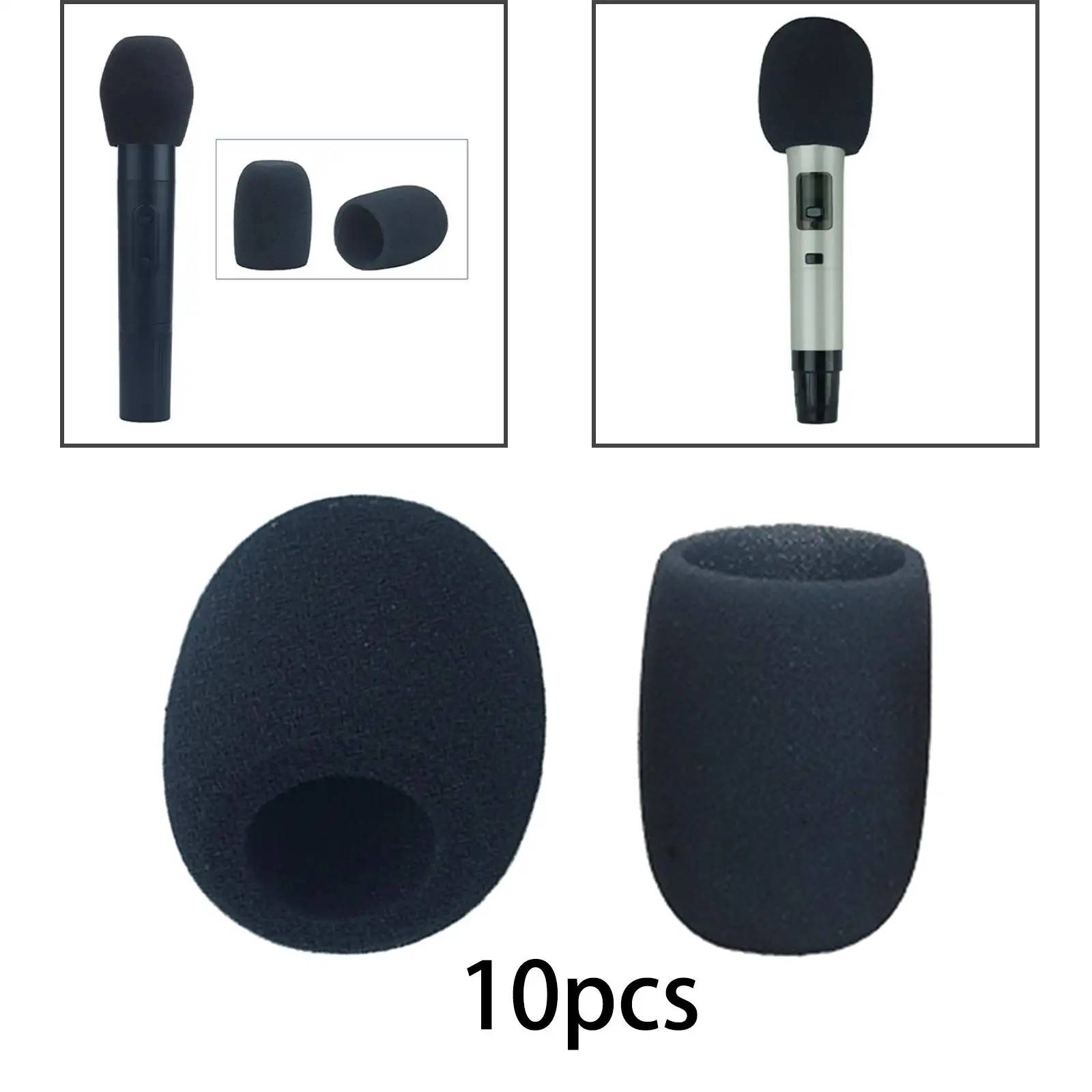 10 Pieces L Sponge Mic Cover Handheld Microphone Windscreen Reusable High Density Portable Replacement Good Elastic Sponge Cover