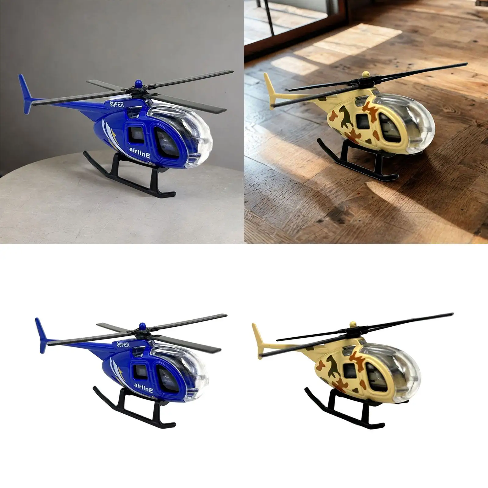 1/64 Scale Diecast Alloy Helicopter Ornament for Boys and Girls Cake Decoration Party Favor Desktop Display Airplane Toy