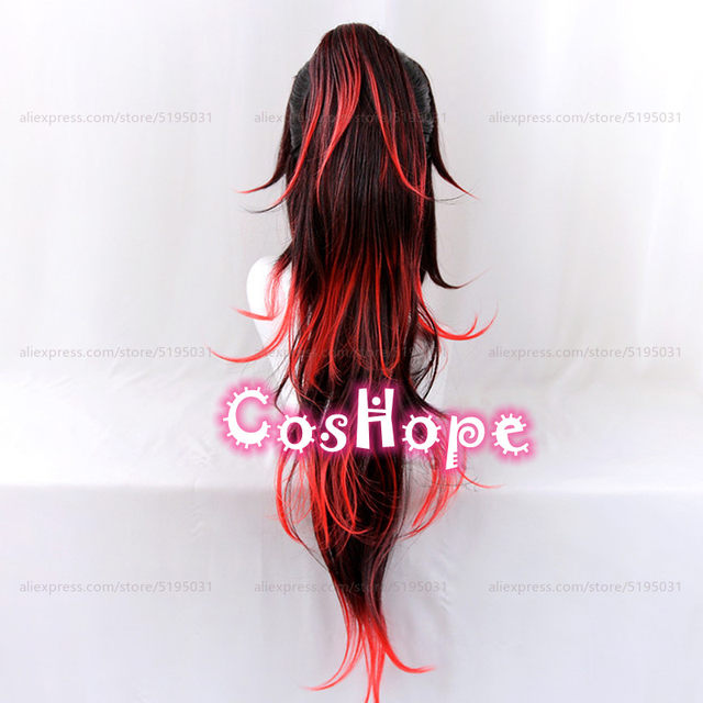 Demon Slayer: Kimetsu no Yaiba Tsugikuni Yoriichi Cosplay Perucas de alta  temperatura Fibra Preto e Vermelho Cabelo Com cap cabelo livre - AliExpress