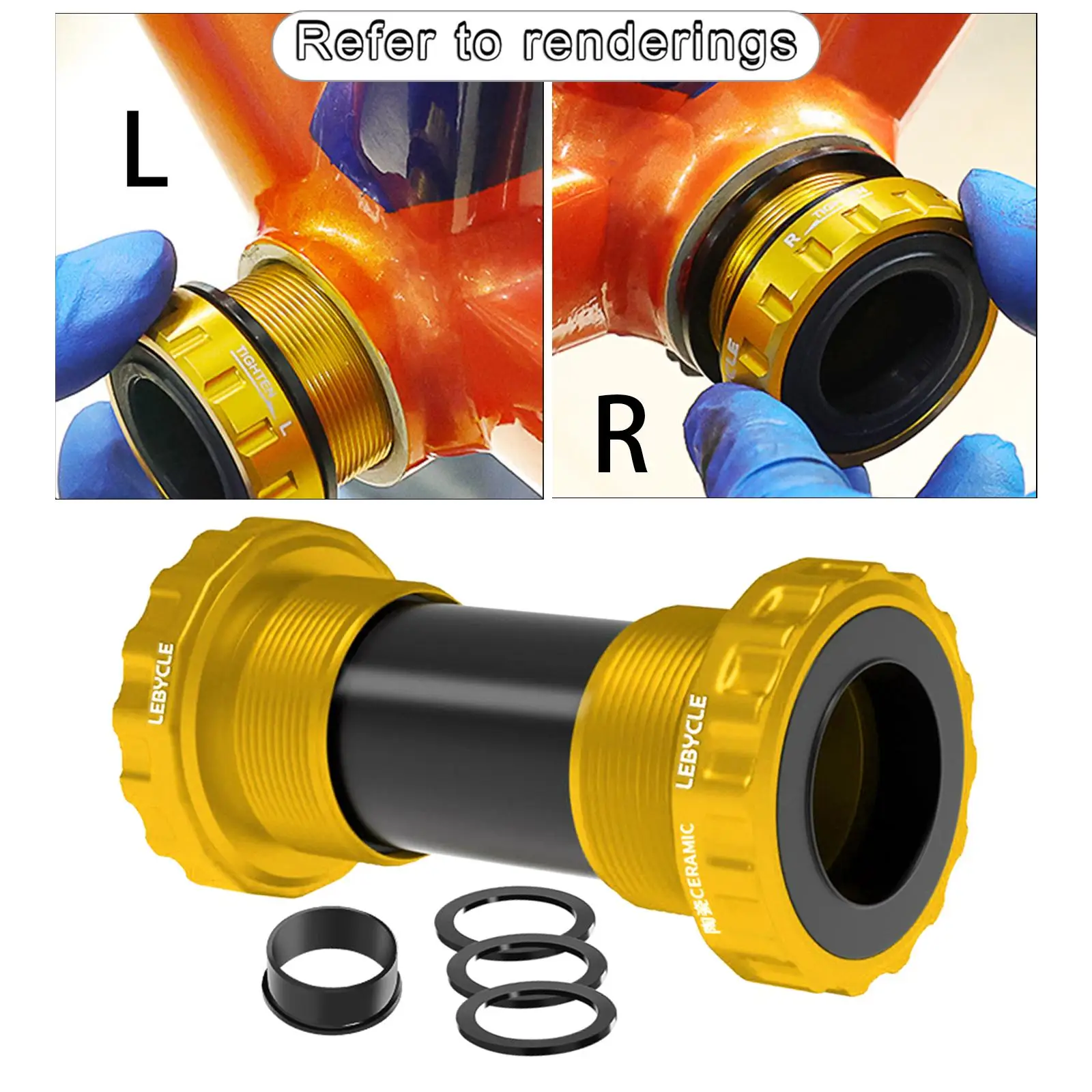 Lightweight Bike Bottom Bracket Replacement Hollow Integrated Sealed Bearings with Spacers High Strength Threaded BB for 68-73mm