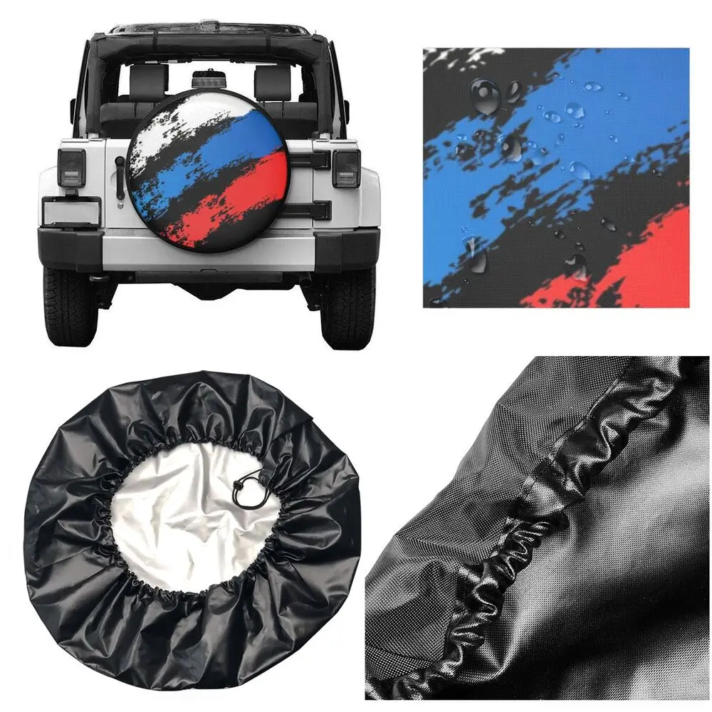 Russia Flag Russian Pride Spare Tire Cover Case Bag Pouch Weatherproof Wheel Covers for Suzuki Mitsubish 14" 15" 16" 17" Inch car shade cover