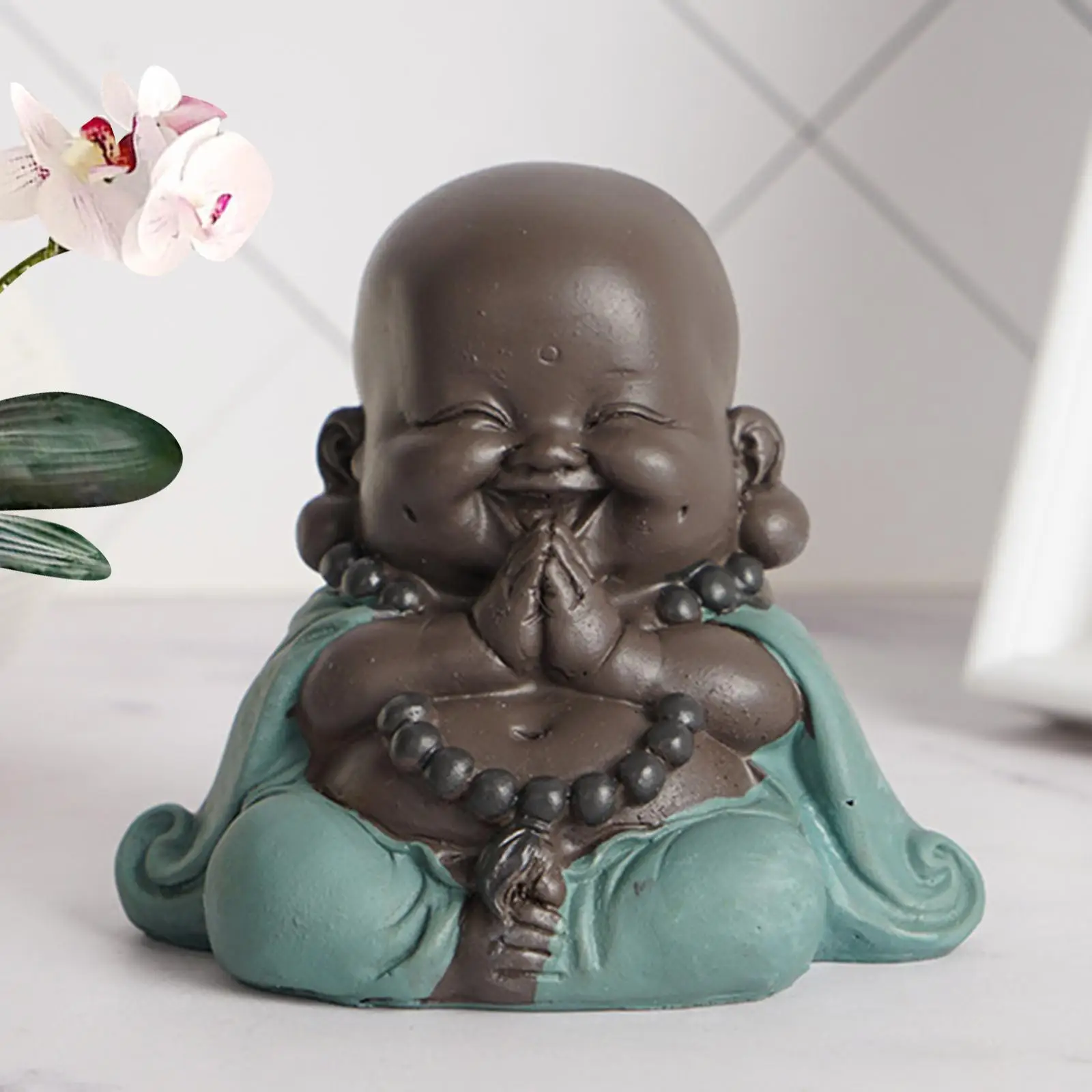 Smiling Buddha Statue Ornaments  for Car Dashboard Decor Collectible
