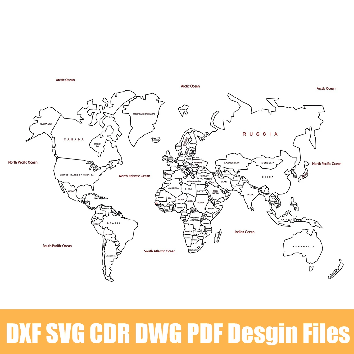 best woodworking bench World Map with Name Laser Cut DXF SVG CDR DWG PDF Vector Files Home Wall Décor for CNC Engraving and Laser Cut wood routers for sale