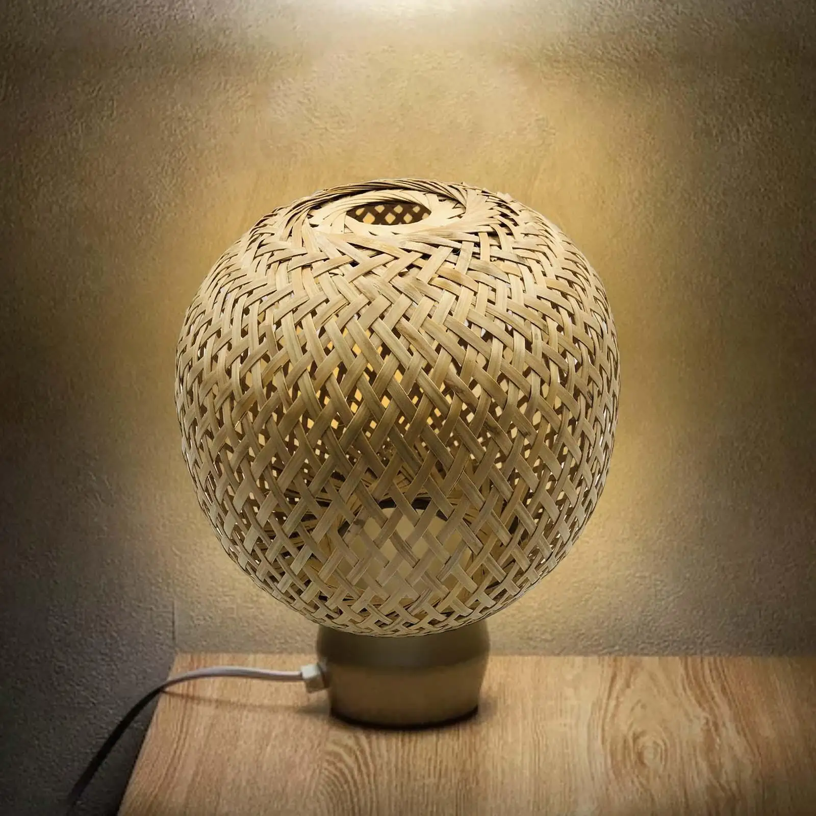 Rustic Pendant Light Cover Ceiling Light Fixture Ornament Minimalistic Woven Bamboo Lamp Shade for Nursery Living Room Bedroom