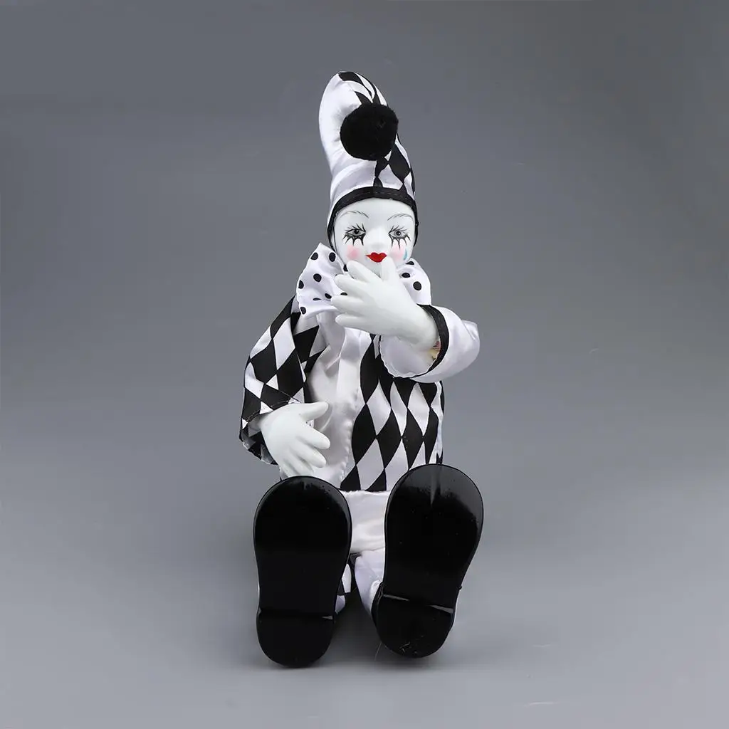 Porcelain Small Clown Doll, Funny Clown Model Figurines Souvenirs Crafts, G