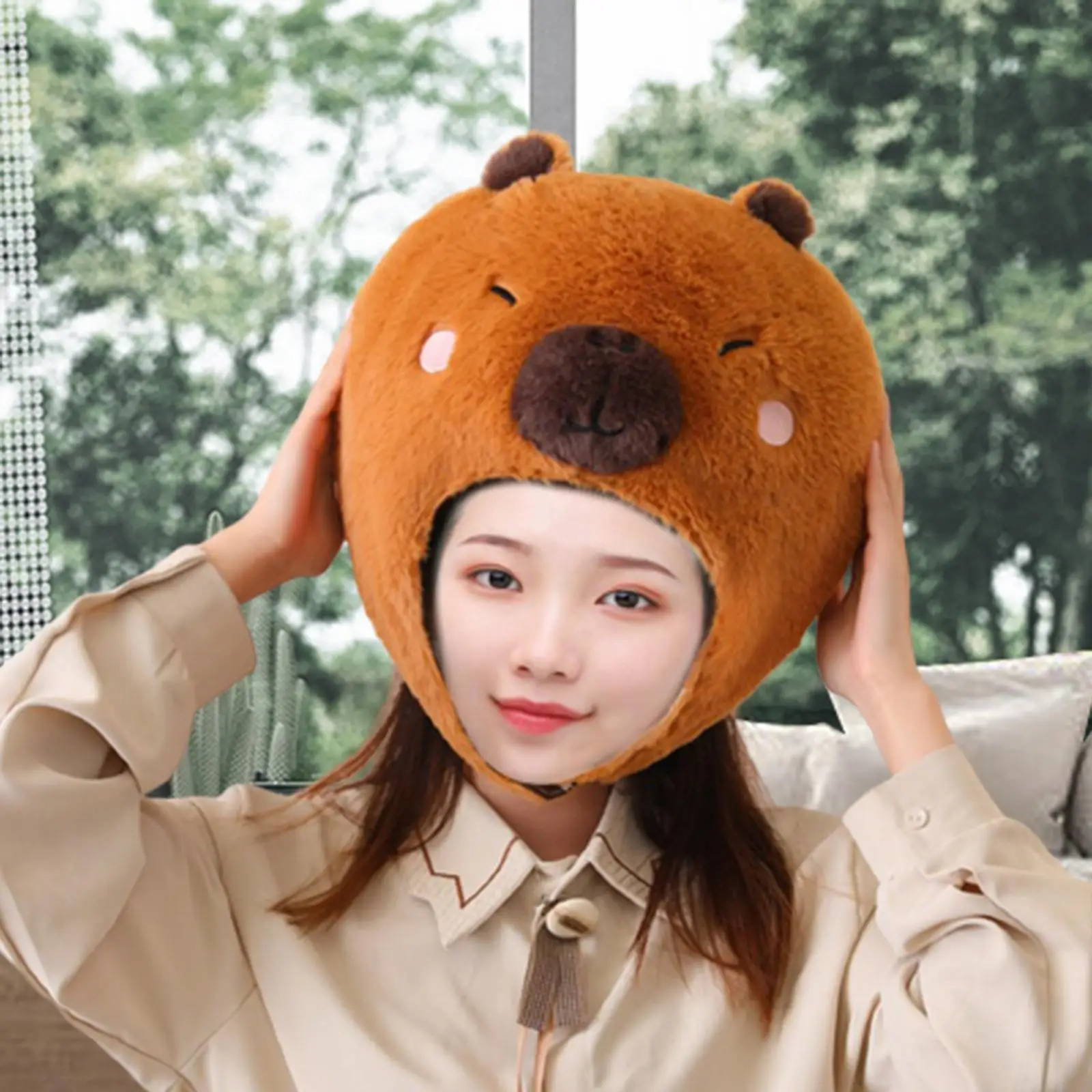 Plush Animal Hat Boys Girls Costume Accessories Capybara Headwear for Holiday Carnival Birthday Party Role Play Masquerade Ball
