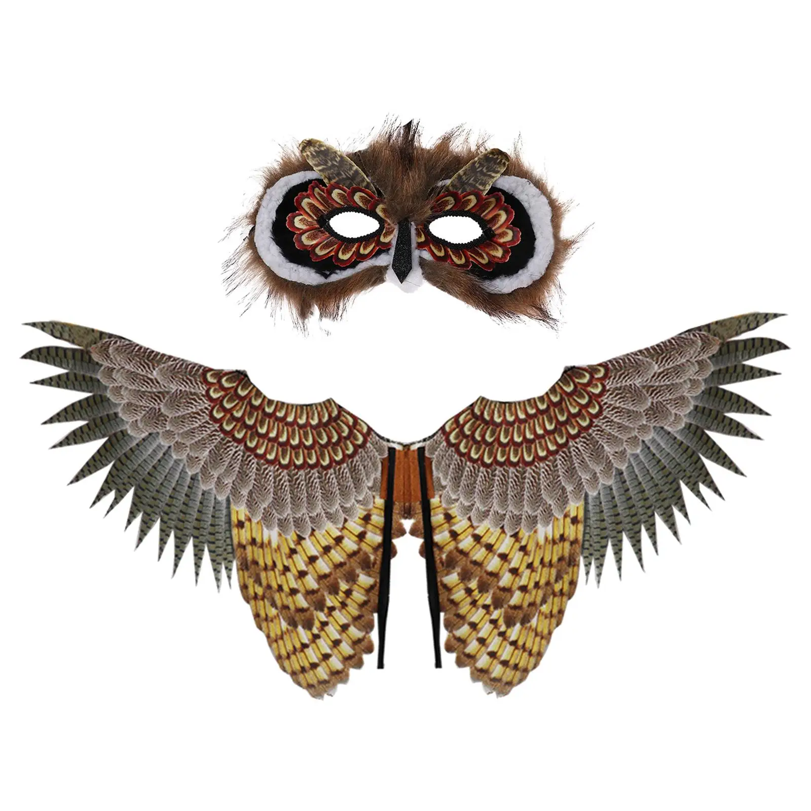 Large Animal Owl Mask Wings Cosplay Costume Supplies Face Cover Role Play for Children Masquerade Stage Carnival Women