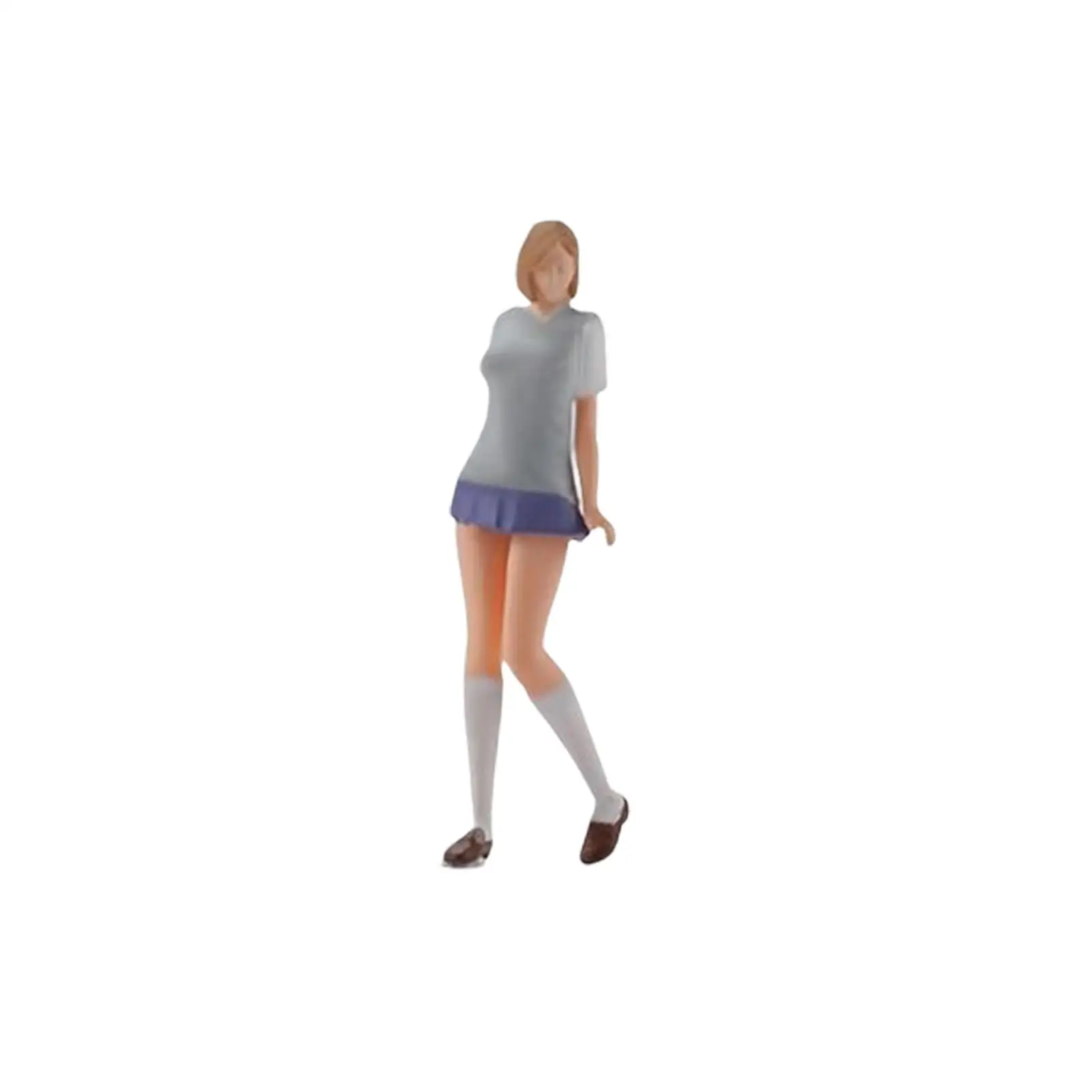 Hand Painted Micro Figurines 1:64 S Gauge DIY Projects Movie Props Desktop Ornament Train Railway Short Hair Girl Figure Decor