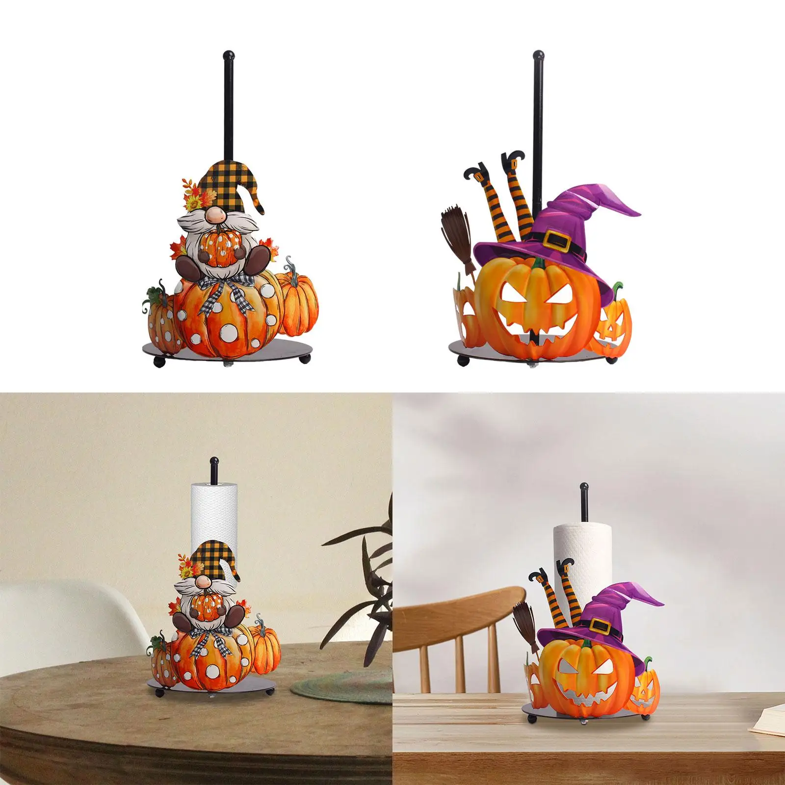 Halloween Paper Towel Holder Stand Free Standing Tissue Roll Dispenser for Party Dining Table Restroom Farmhouse Countertop
