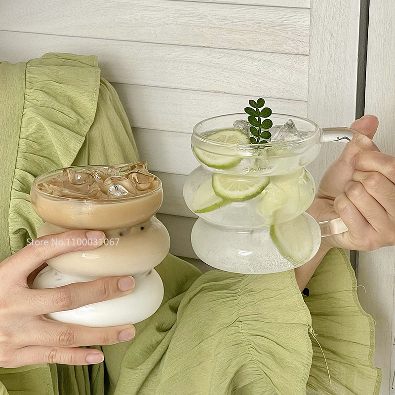 Tasse en Verre Transparent à Rayures