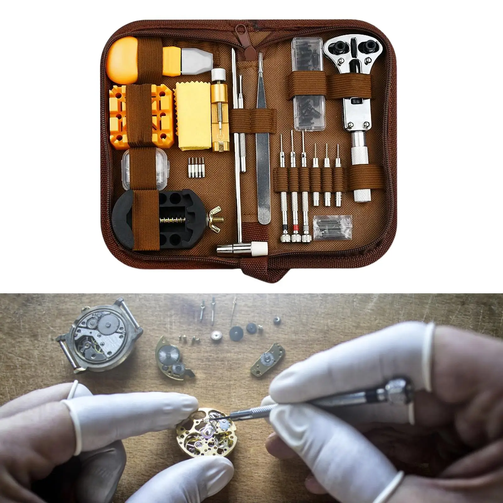168 Pieces Watch Repair Tool Kit Multifunctional Portable Tweezers Spring Bar Carrying Case Adjust 5 Extra Pins Link Pin Removal