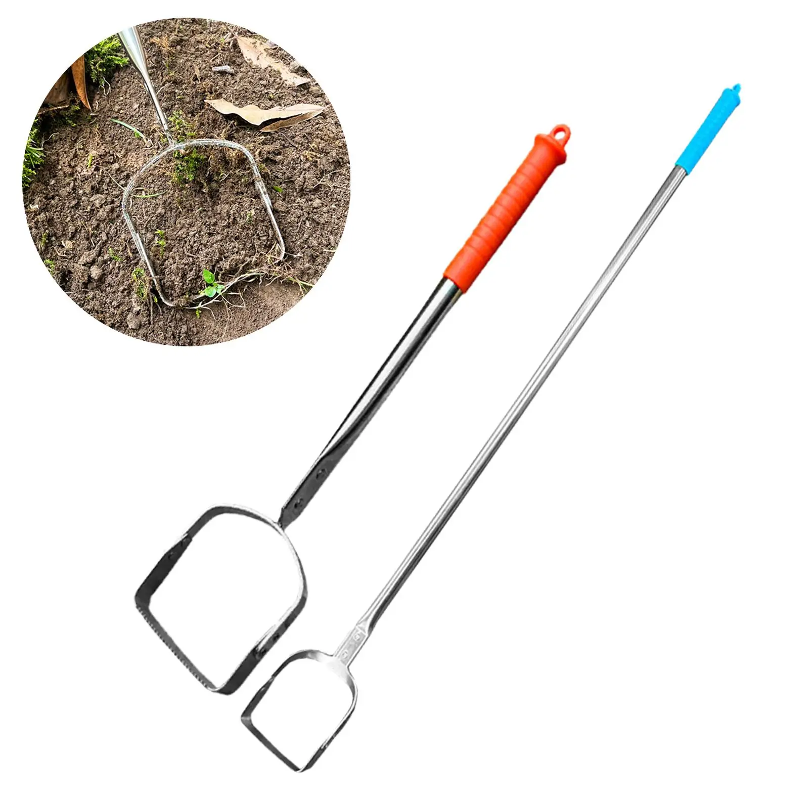 Garden Hoe Tool Durable Long Handle Handheld Loop Hoe Weeding Rake for Planting Loosening Soil Weeding Farm Vegetables
