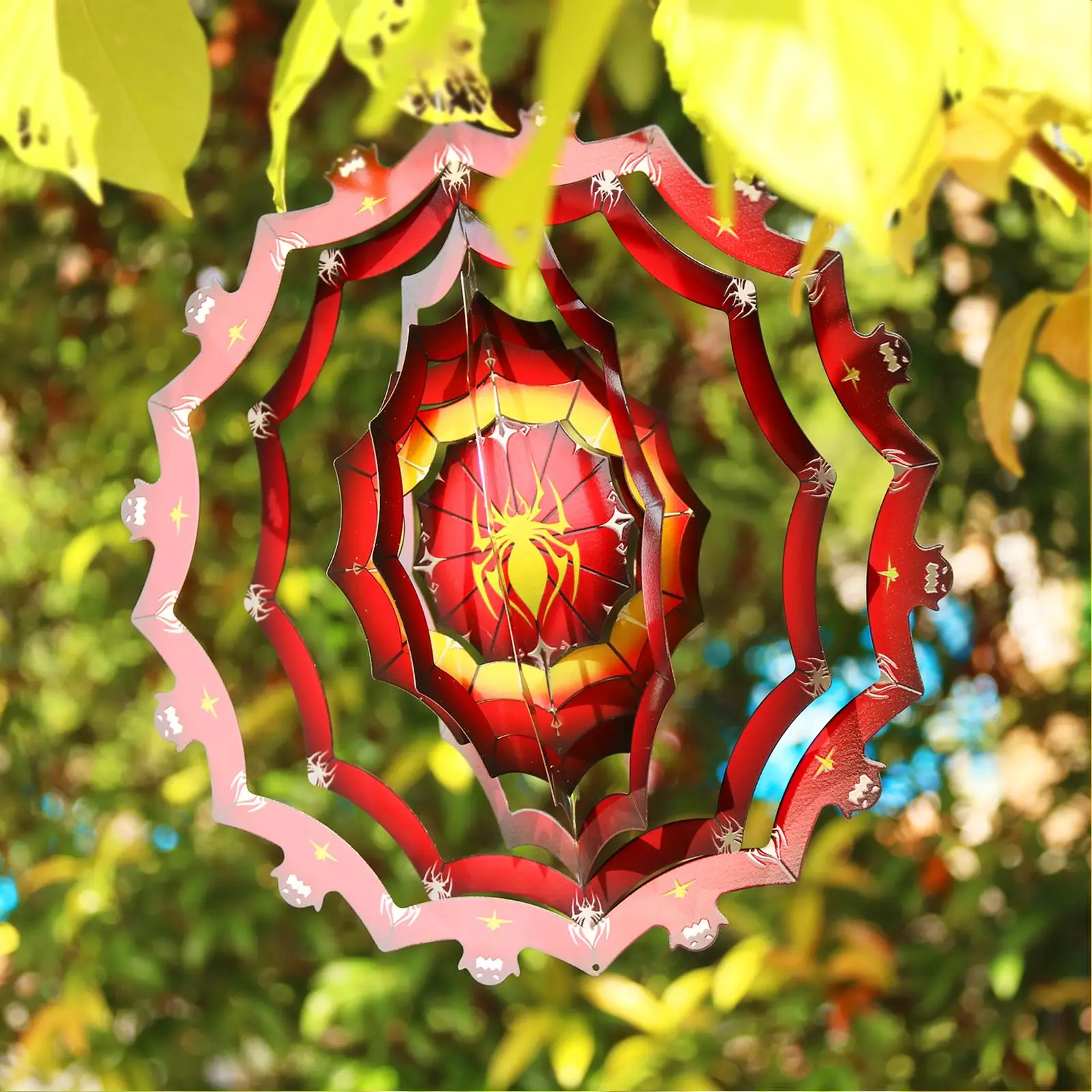 Spider Wind  Pendant Metal Wind Chime Rotating Home Yard Ornament