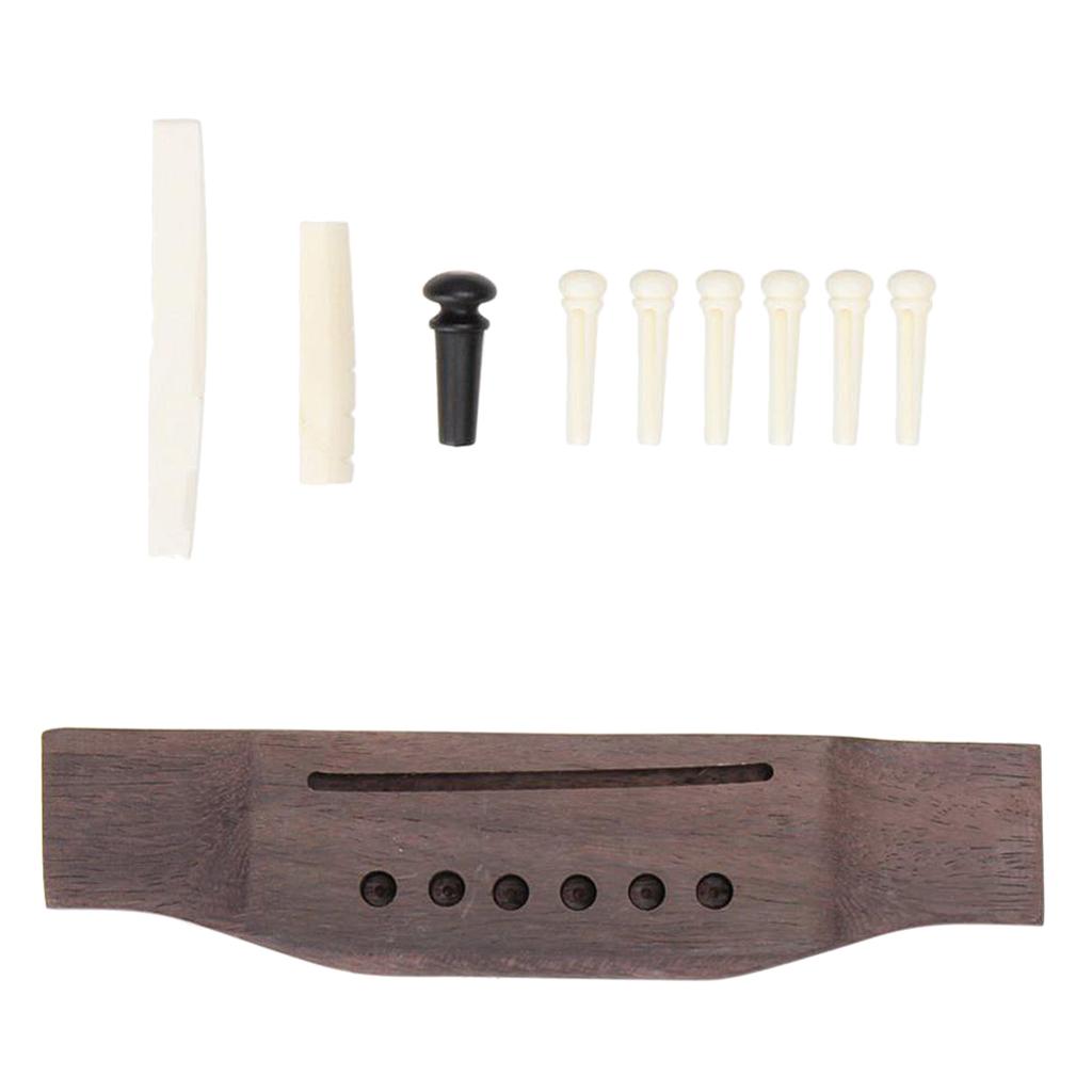 Guitar Ivory Saddle Nut & Bridge Endpin Pins & Ebony Bridge Replacement Parts