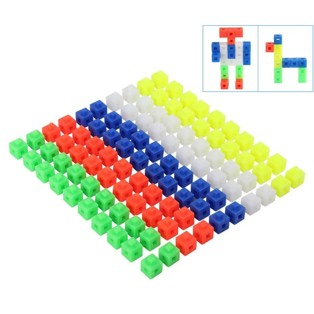 100Pcs Plastic Interlocking Math Manipulative for Early Math Skills, Educational Counting Toy, Home School Supplies