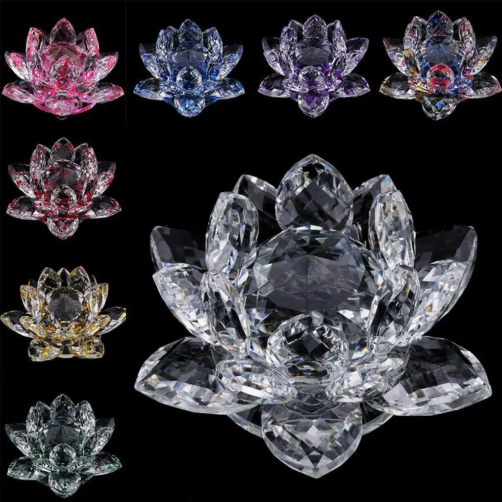 Crystal Sparkle Statue Lotus Flower Crafts Figure PAINTING Ornaments