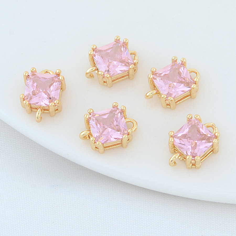7.5*10,5mm 14 Karat Gold Messing mit Zirkon Quadrat 2 Löcher verbinden Charms Anhänger Halskette Ohrringe Schmuck herstellung Zubehör – Detail 14