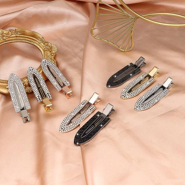 Fermagli Per Capelli Con Strass - 2 Clip A Goccia E 2 Clip Parola, Accessori Brillanti Per Tutte Le Occasioni