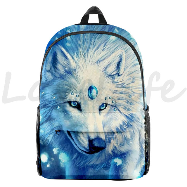 DMOYALA Cool Boys Backpack Fire and Ice Kids Wolf Backpack Girls Wolf  School Bag 17 Inch Large Black Bookbag Casual Lightweight Backpacks for  Middle