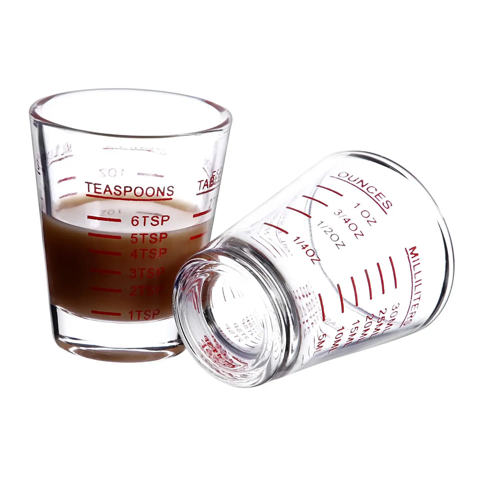 2 Pieces Shot Glasses Measuring Cup Liquid Measuring Cup Espresso Glass Cup Coffee Measuring Cup Glass Measuring Cup for Kitchen