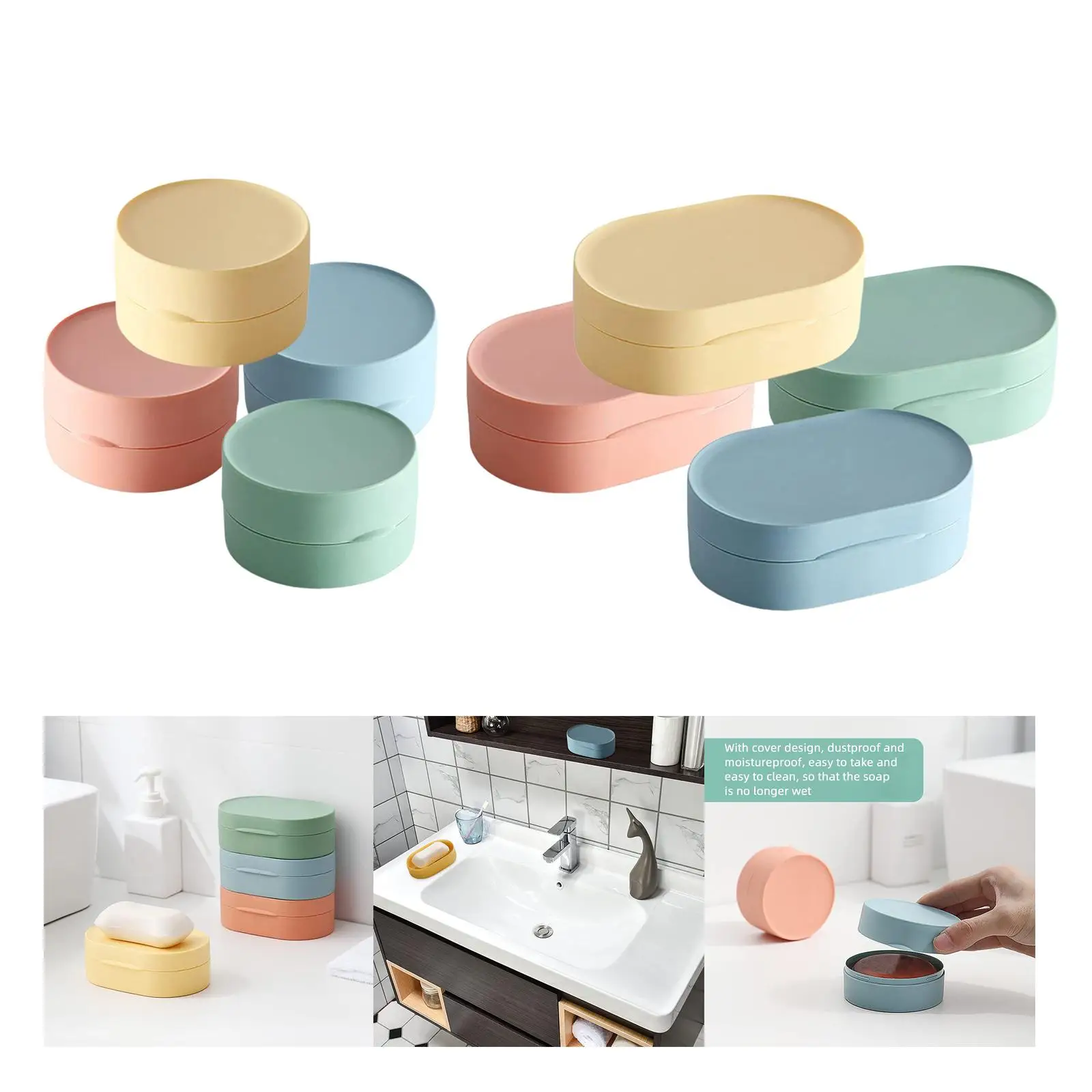 4x Portable Travel Soap Box Soap Container  Case Sealing Organizer Protector Waterproof for Bathroom Outdoor Hotel Hiking
