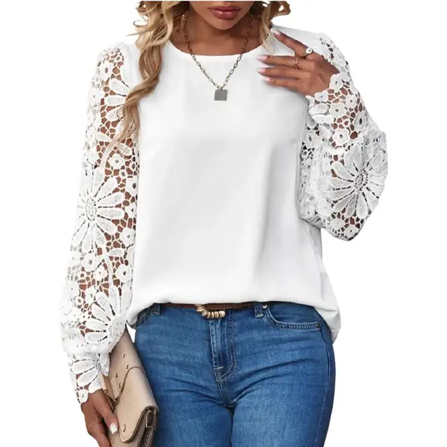 Autumn Vintage Red/White/Pink Hollow Out Lace Blouse Women Elegant Lantern  Long Sleeve Single Breasted Tops Female Blusas 2021